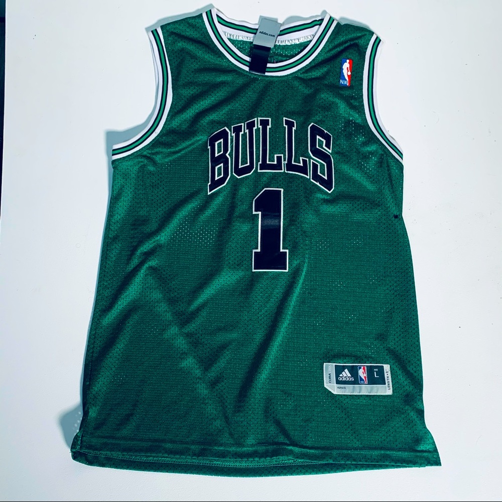Men's Chicago Bulls #1 Derek Rose Revolution 30 Swingman Green Jersey